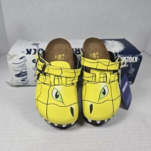 Birkenstock Kids Unisex Kay Clogs Yellow Monster Dinosaur Clogs Mules C8 toddler